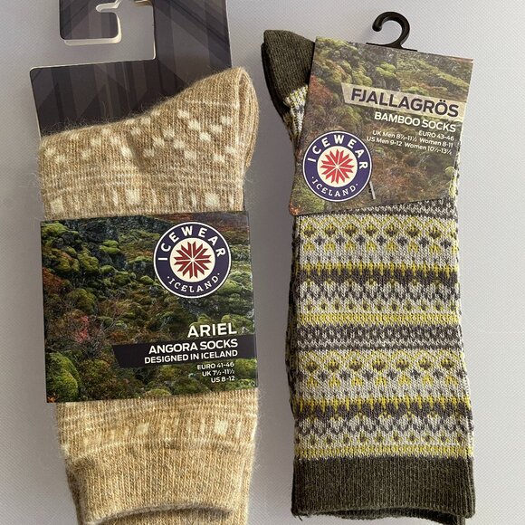 ICEWEAR Ariel Angora Wool & FJALLAGRÖS Scandinavian Socks, purchased in Iceland! - Picture 2 of 8